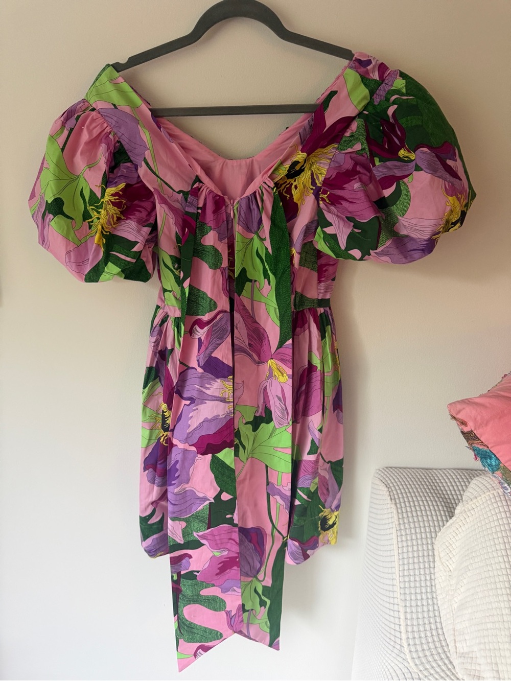 Express Pink Floral Mini Dress with Green & Purple Accents - Picture 2 of 3